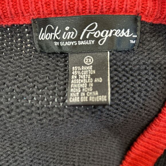 Vintage Christmas Cardigan Sweater Plus Size 2X Work in Progress Gladys Bagley - Picture 12 of 13